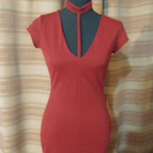 Emerald Sundae Wine Collar Mini Dress